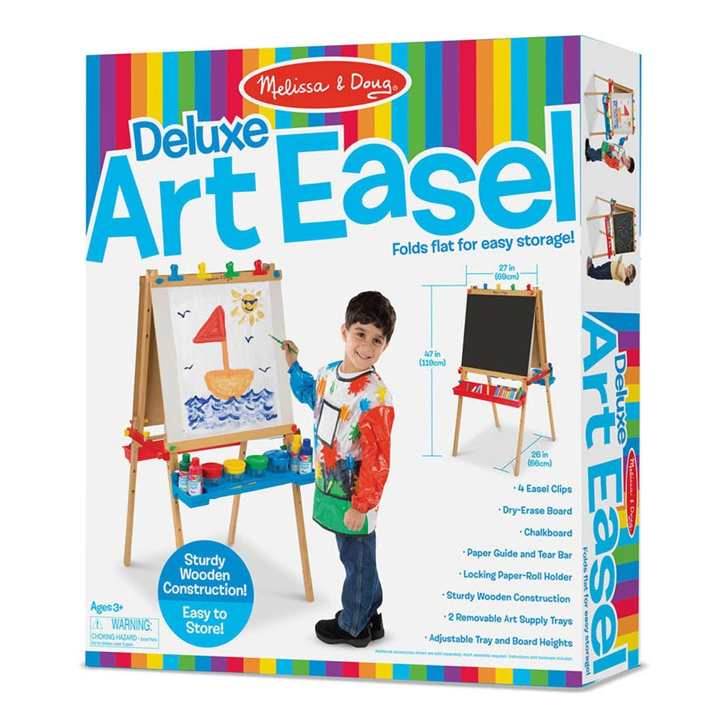 Melissa & Doug Deluxe Adjustable Wooden Art Easel for Kids - Double-Sided Board
