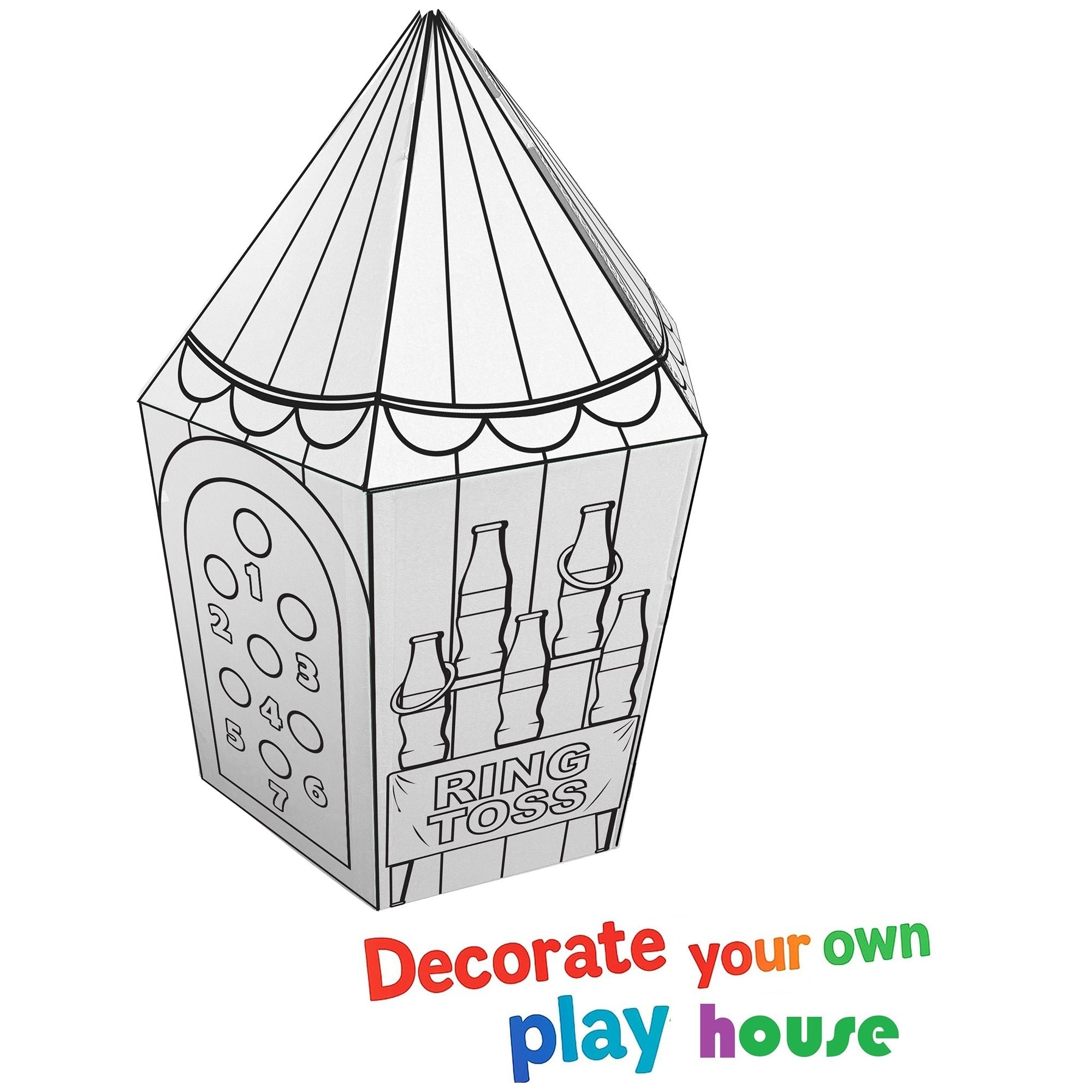 Easy Playhouse Carnival Tent Cardboard Playhouse Color & Decorate