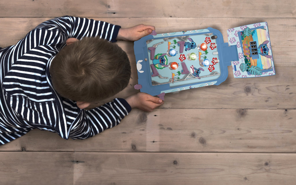 Stitch electronic table pinball with a great design, sounds, lights and digital scoring to play alone or challenge your friends.