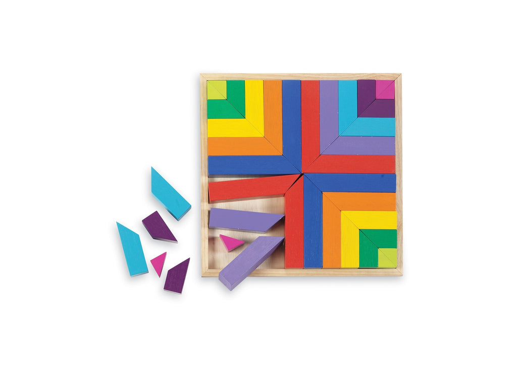 MindWare Pattern Play Colorful Wooden Blocks and Tray Set