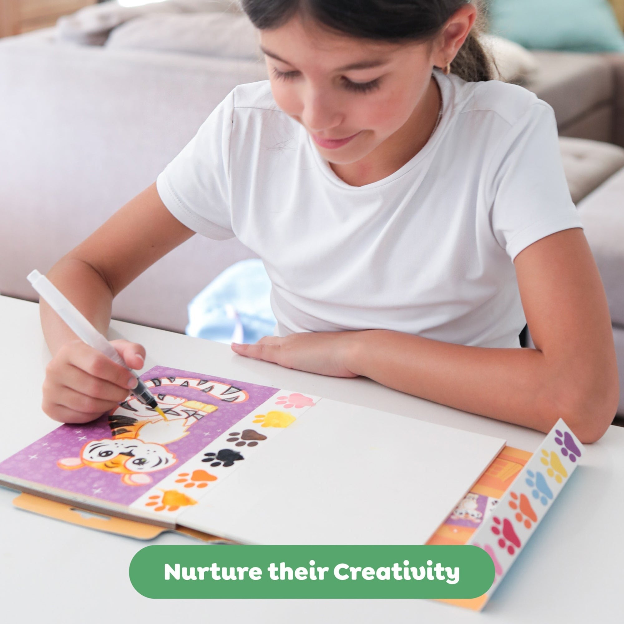 Tiger Tribe Wild Animals All-in-1 Watercolor Art Set with Mess-Free Brush
