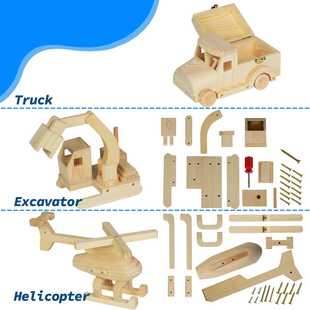 Easy Playhouse 3-Piece Wood Building And Painting Craft Kit