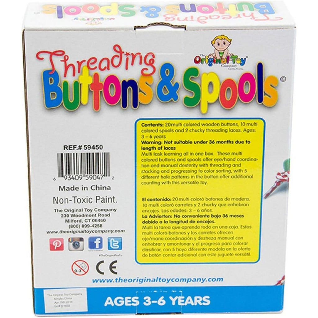 Original Toy Company Colorful Threading Buttons & Spools Set - Creative Play
