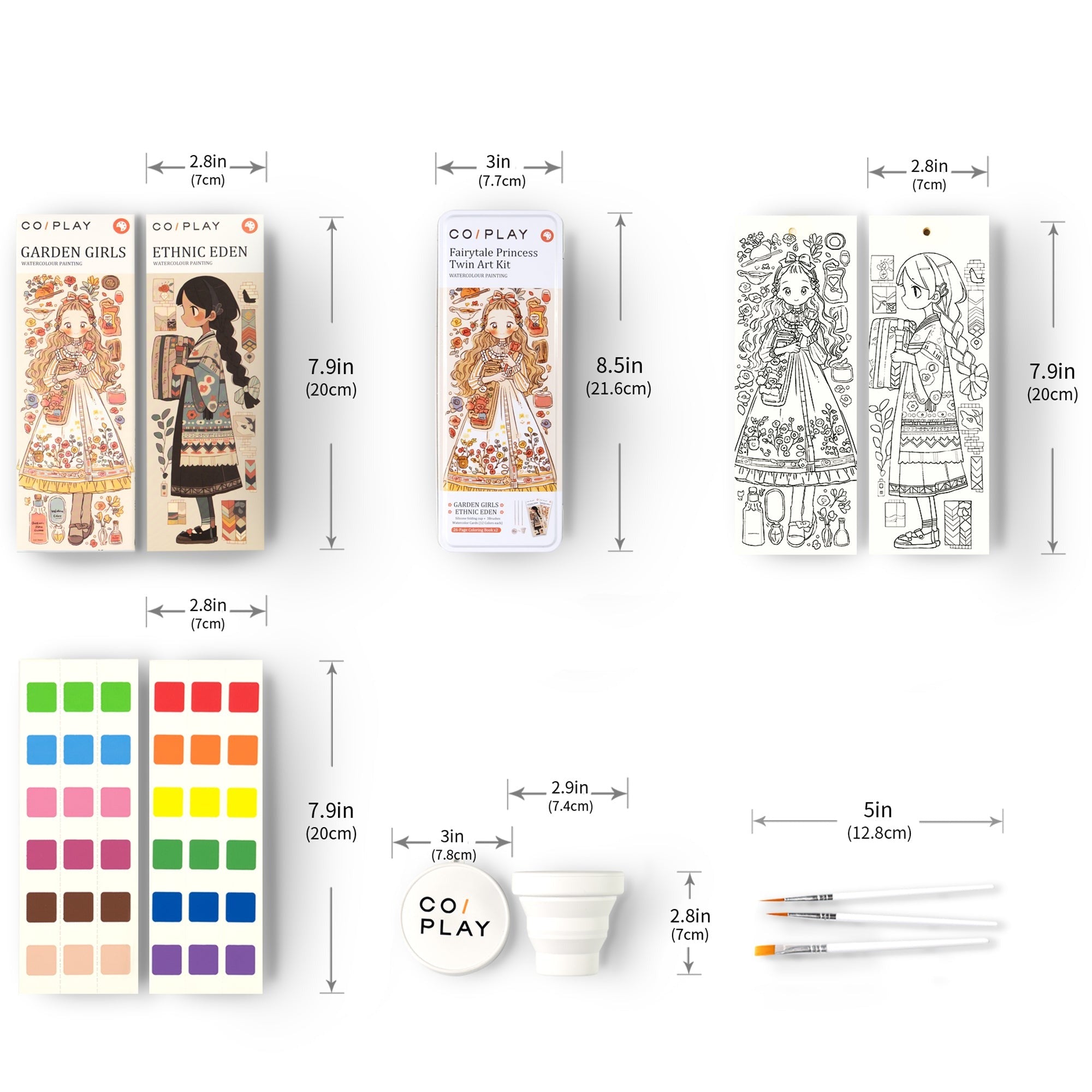 COIPlay Fairytale Princess Watercolor Art Kit With 648 Paint Blocks And 52 Coloring Cards