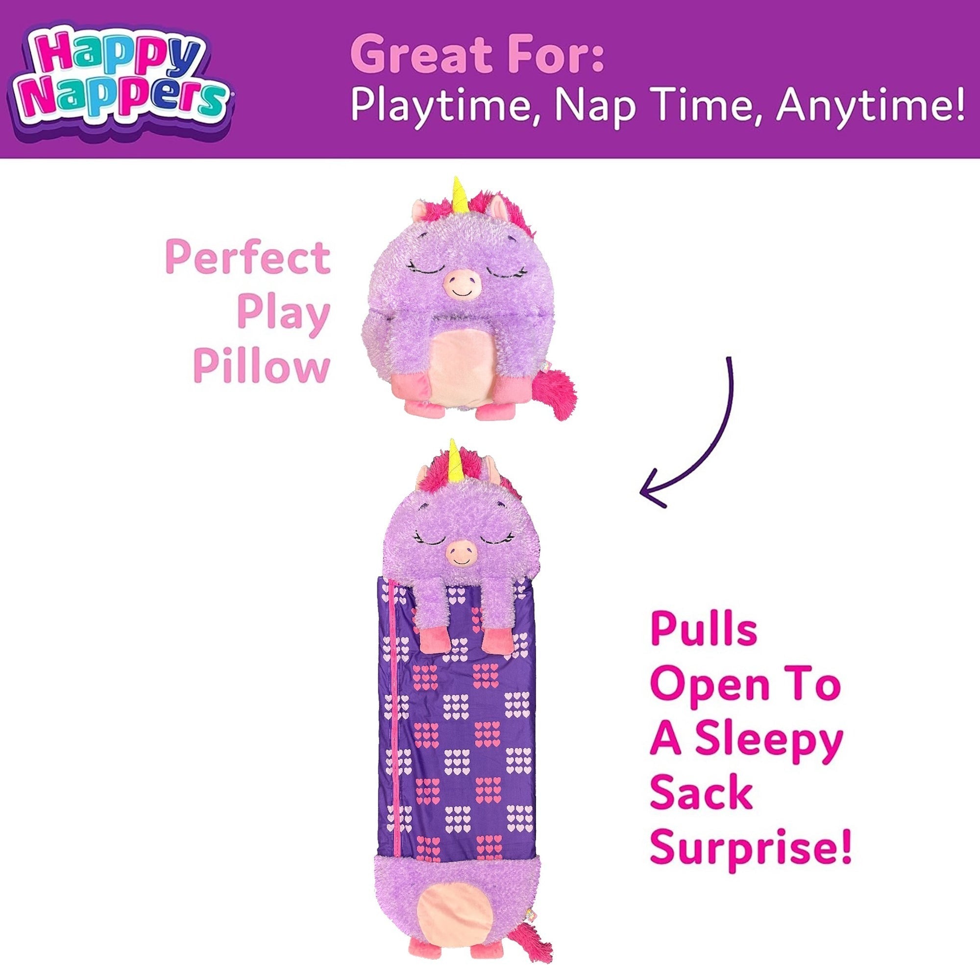 Happy Nappers Purple Unicorn Pillow & Sleepy Sack 2-in-1 Plush - Large 66x30"