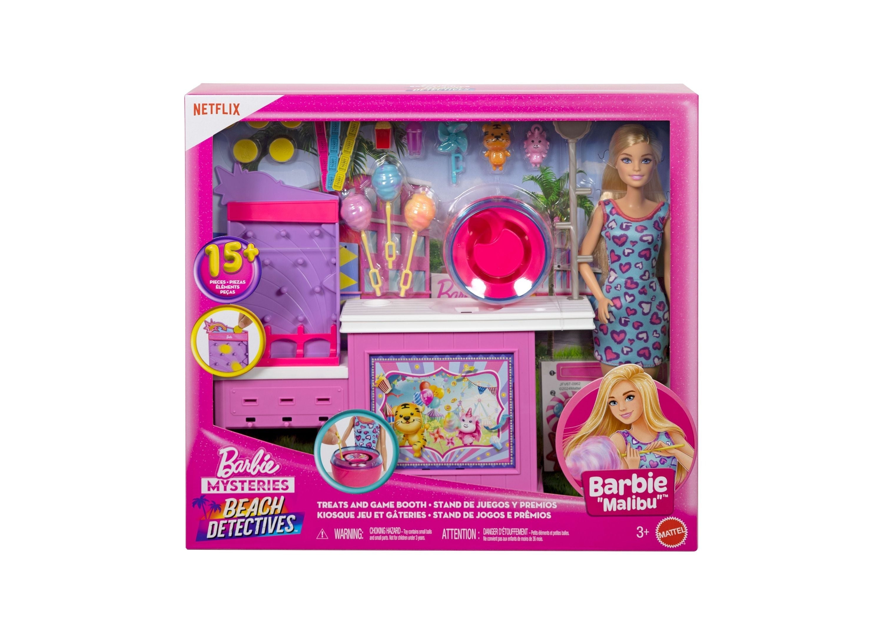 Barbie Mysteries Beach Detectives Malibu Doll and Cotton Candy Game Playset