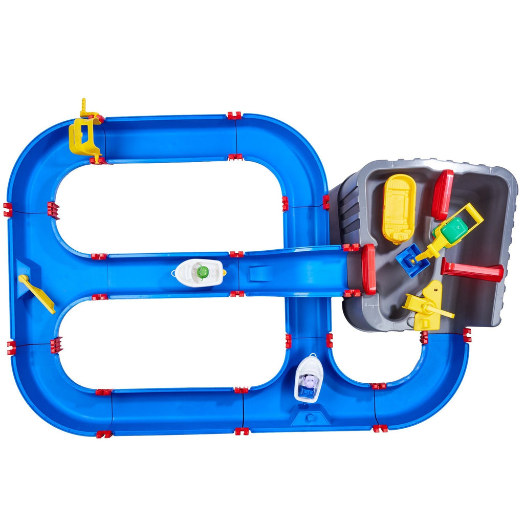 AquaPlay Harbor Waterway Playset With Crane, Pump, Slide, 3 Boats And 2 Figures