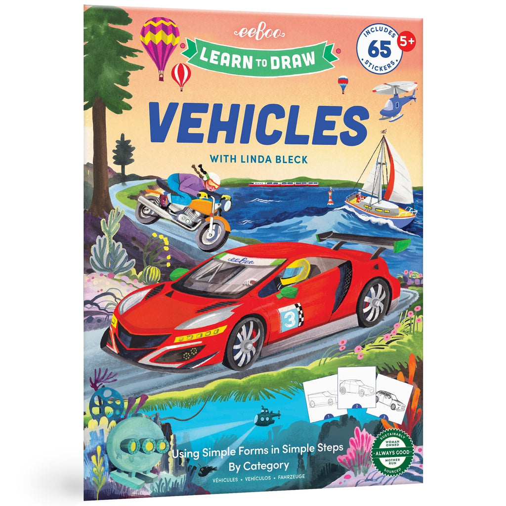 Eeboo Learn To Draw Vehicles Book With 50 Stickers