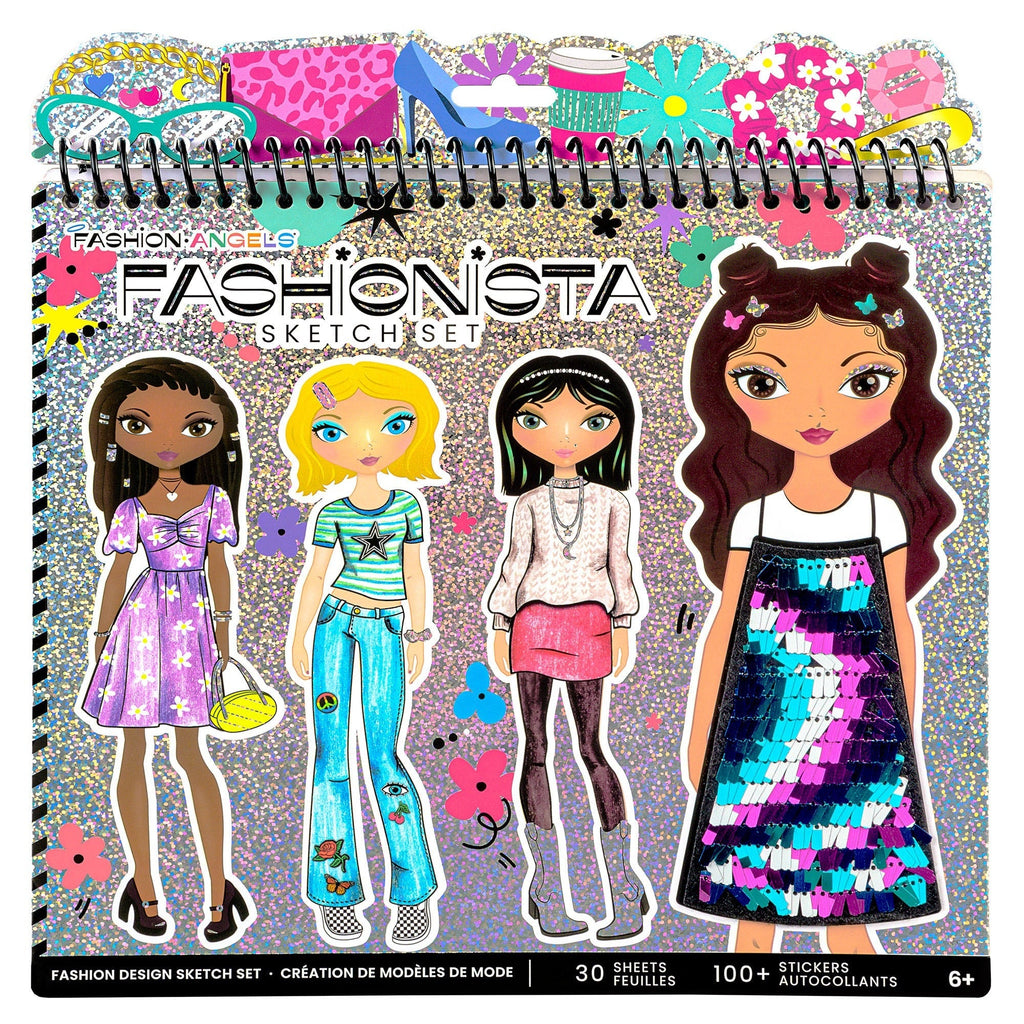 Creative Kids Fashionista Sketch Portfolio Set with Stencils, Stickers, and Markers