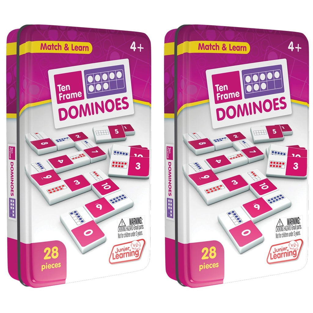 Junior Learning Ten Frames Dominoes - Educational Game for Kids - 28 Pieces