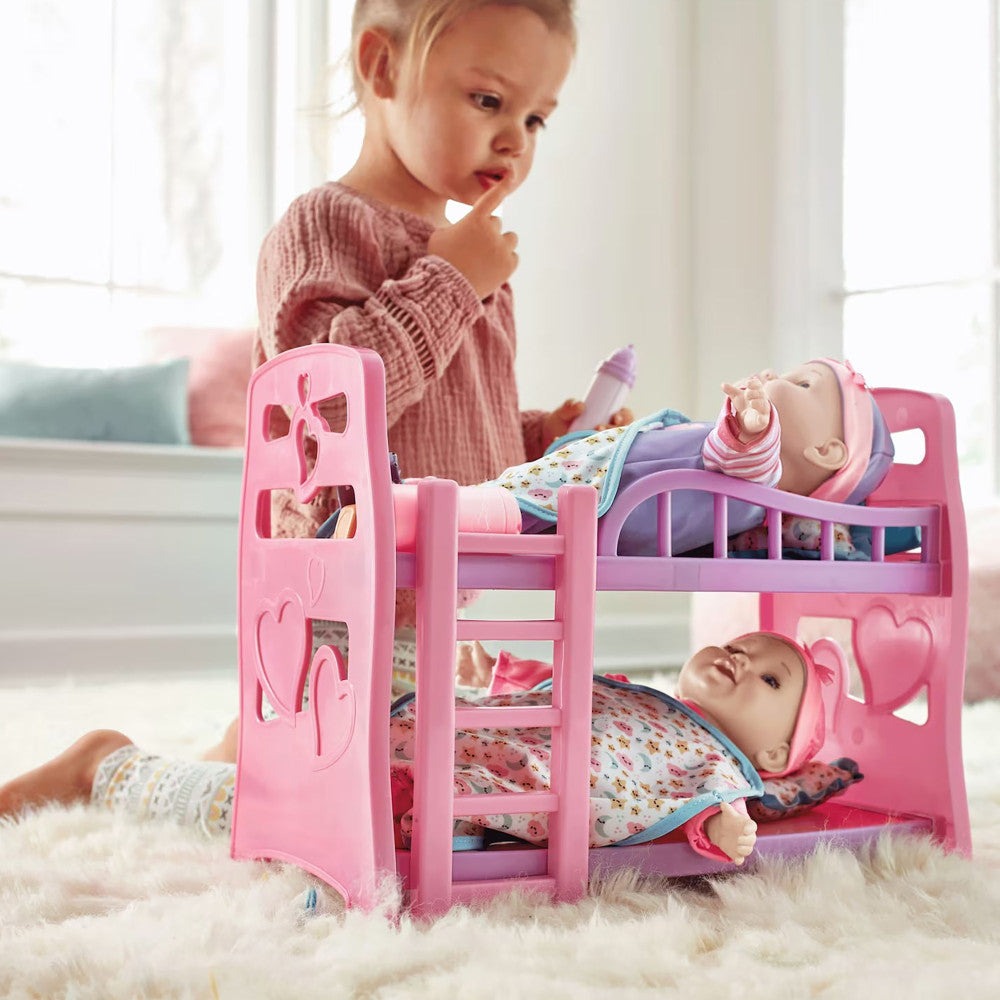 Little Darlings 12" - Twin Dolls Bedtime Fun Set 29pc - Pink, Purple, Green - Playset for Kids Ages 2+