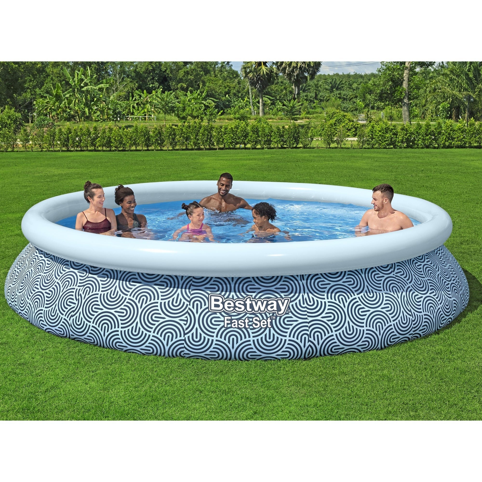 Bestway Fast Set Inflatable Pool - Abstract Blue, 13' x 33"