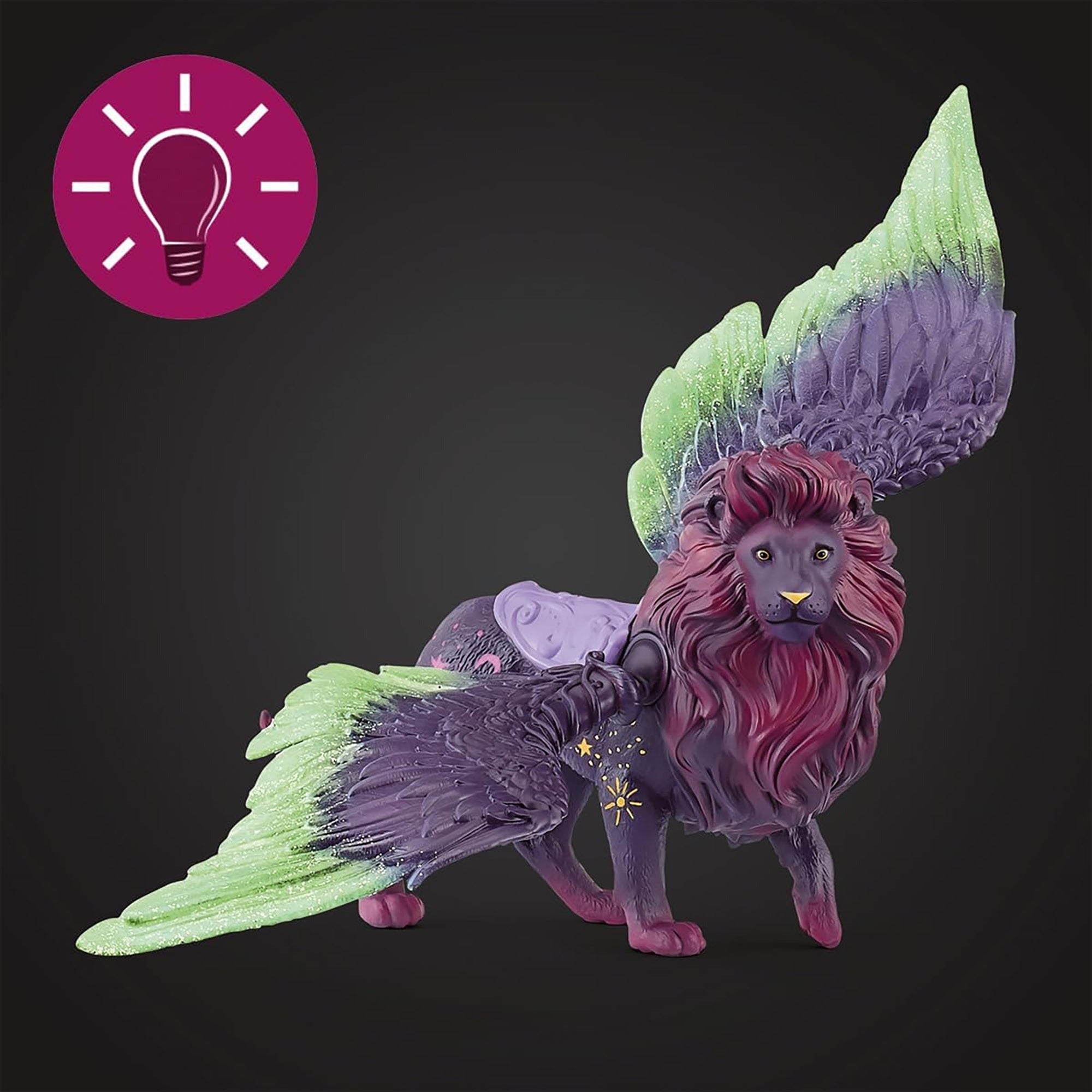 Schleich Bayala Moon Lion 10-Inch Glitter Figurine With Glow-In-The-Dark Moveable Wings
