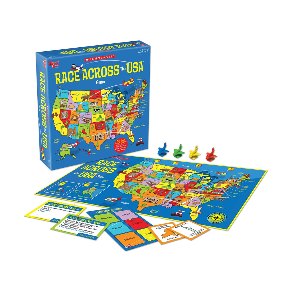 Scholastic Race Across The USA Geography Board Game