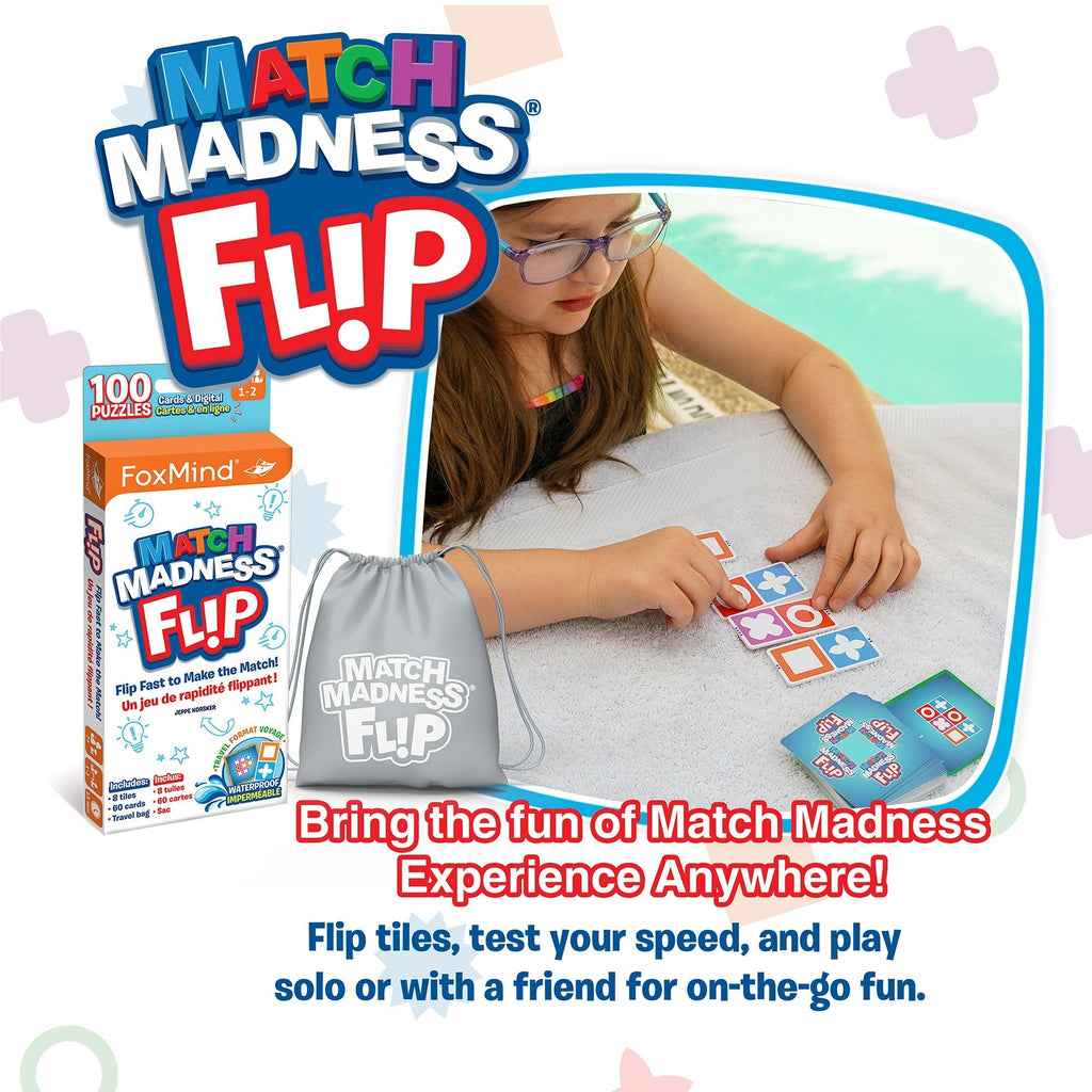 Foxmind Games Match Madness Flip - Travel Sized, Waterproof Pattern Puzzle