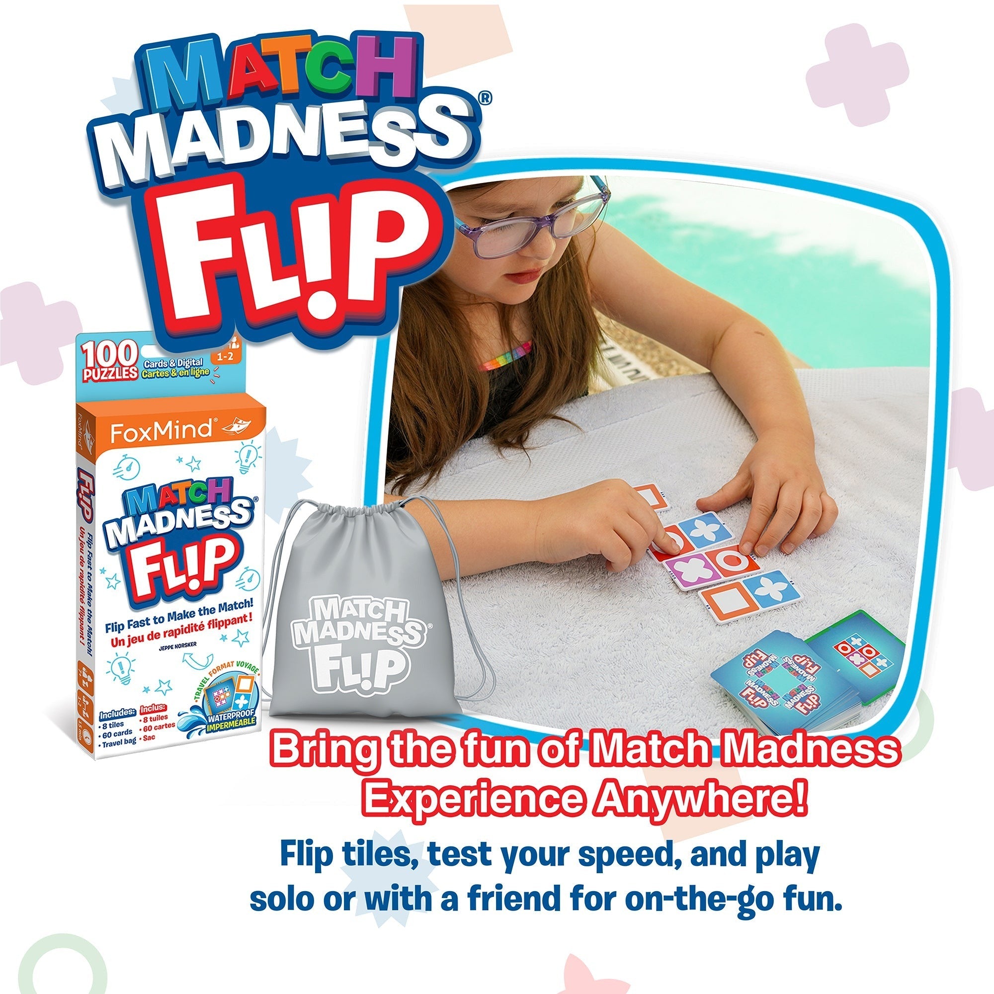 Foxmind Games Match Madness Flip - Travel Sized, Waterproof Pattern Puzzle