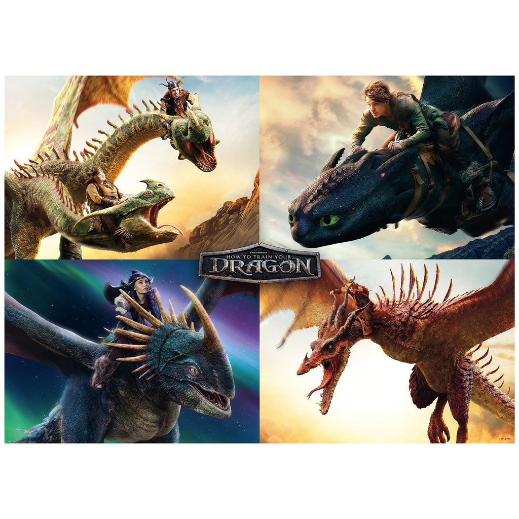 How to Train Your Dragon TeamPuzzle 600-Piece Puzzle, 4 Jigsaw Sections, 27x19"