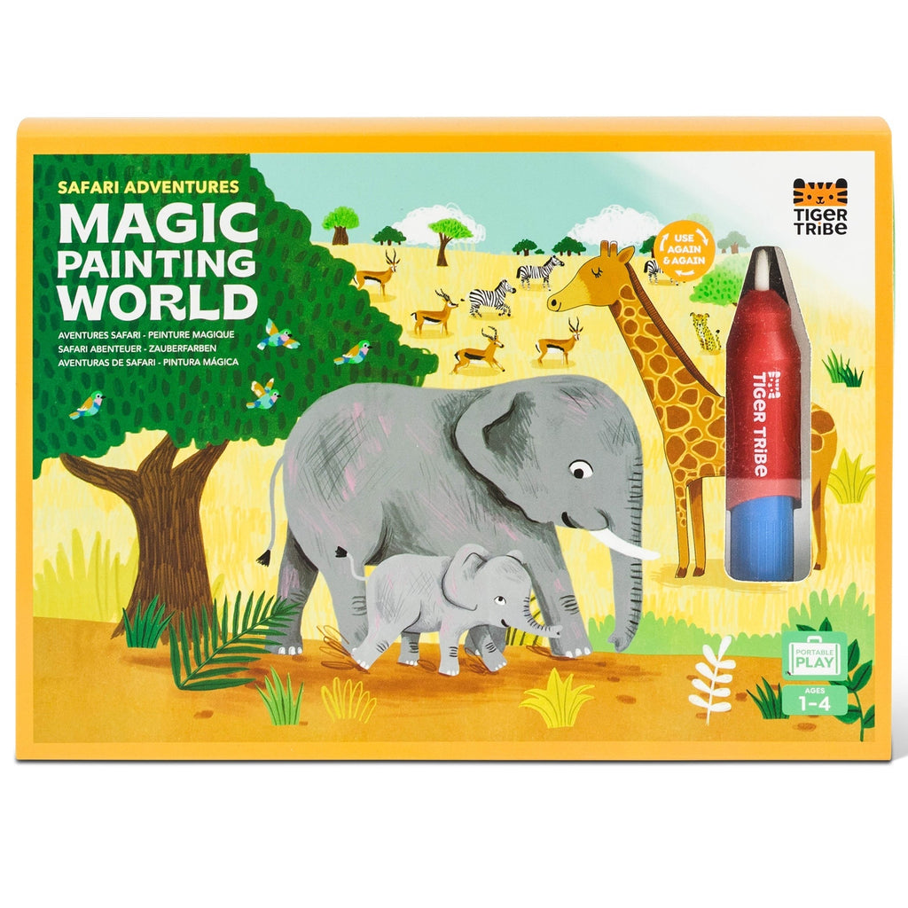 Tiger Tribe Magic Water Painting World Safari Adventures Set - 4 Reusable Cards