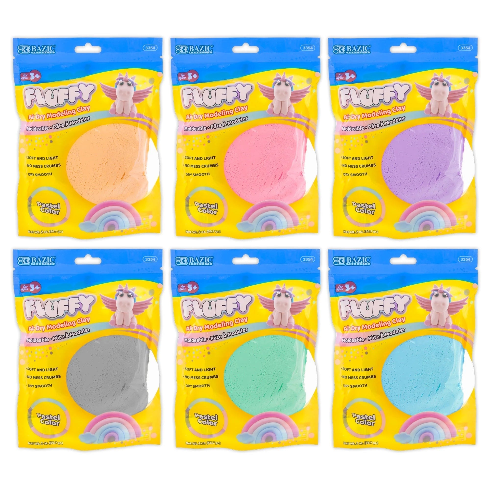 BAZIC Pastel Air Dry Modeling Clay 2 Oz., 48 Pack - Assorted Colors