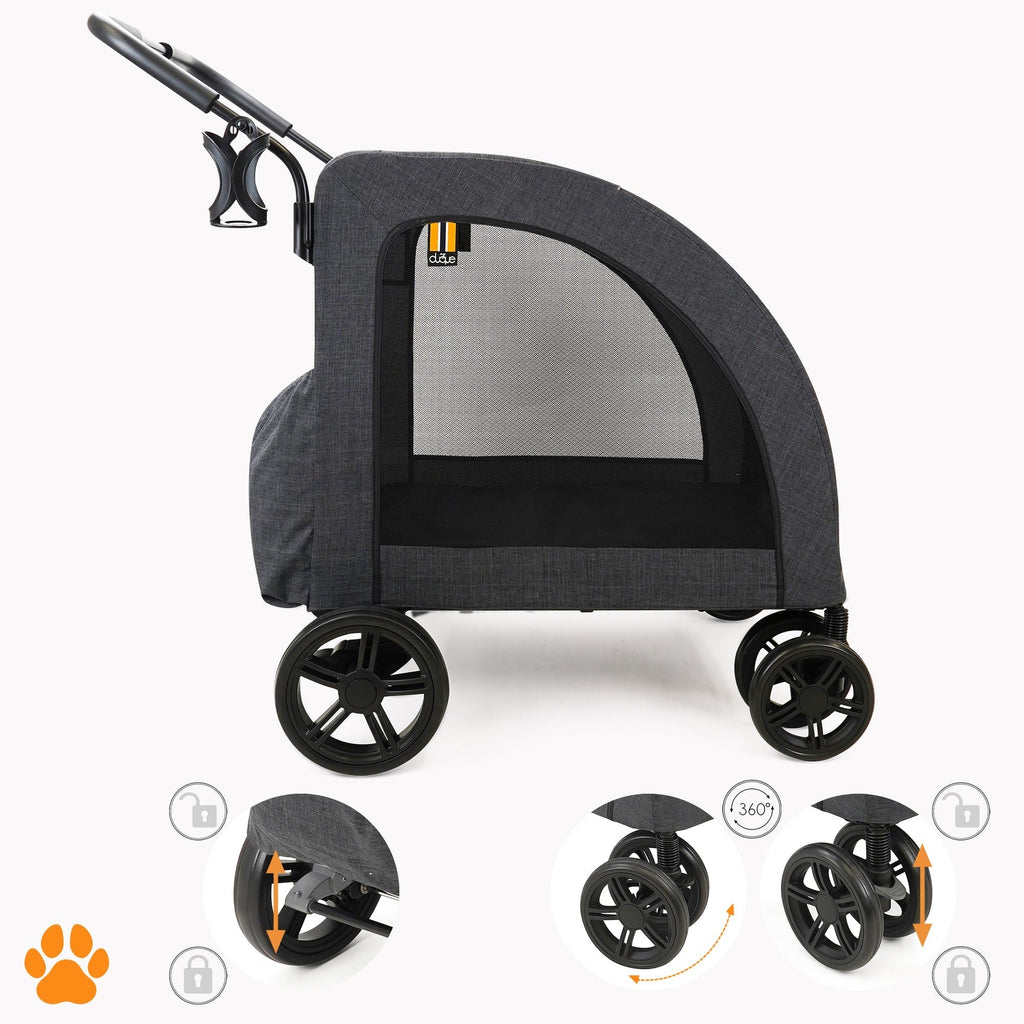 My Duque Chester Pet Stroller with Raincover - Large Dogs Up to 110 lbs
