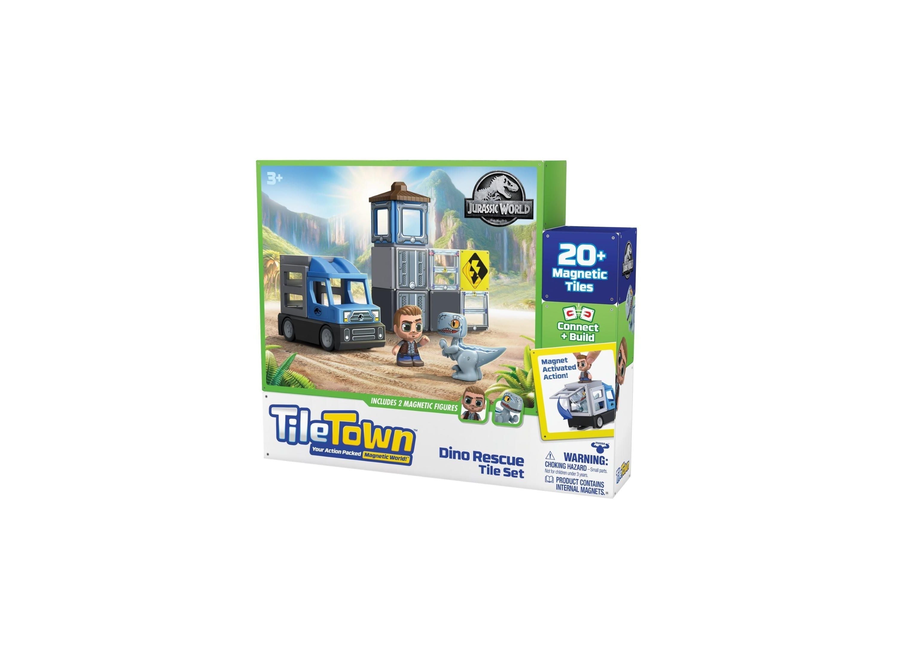 Tile Town Jurassic World Dino Rescue Magnetic Playset, 22-Piece
