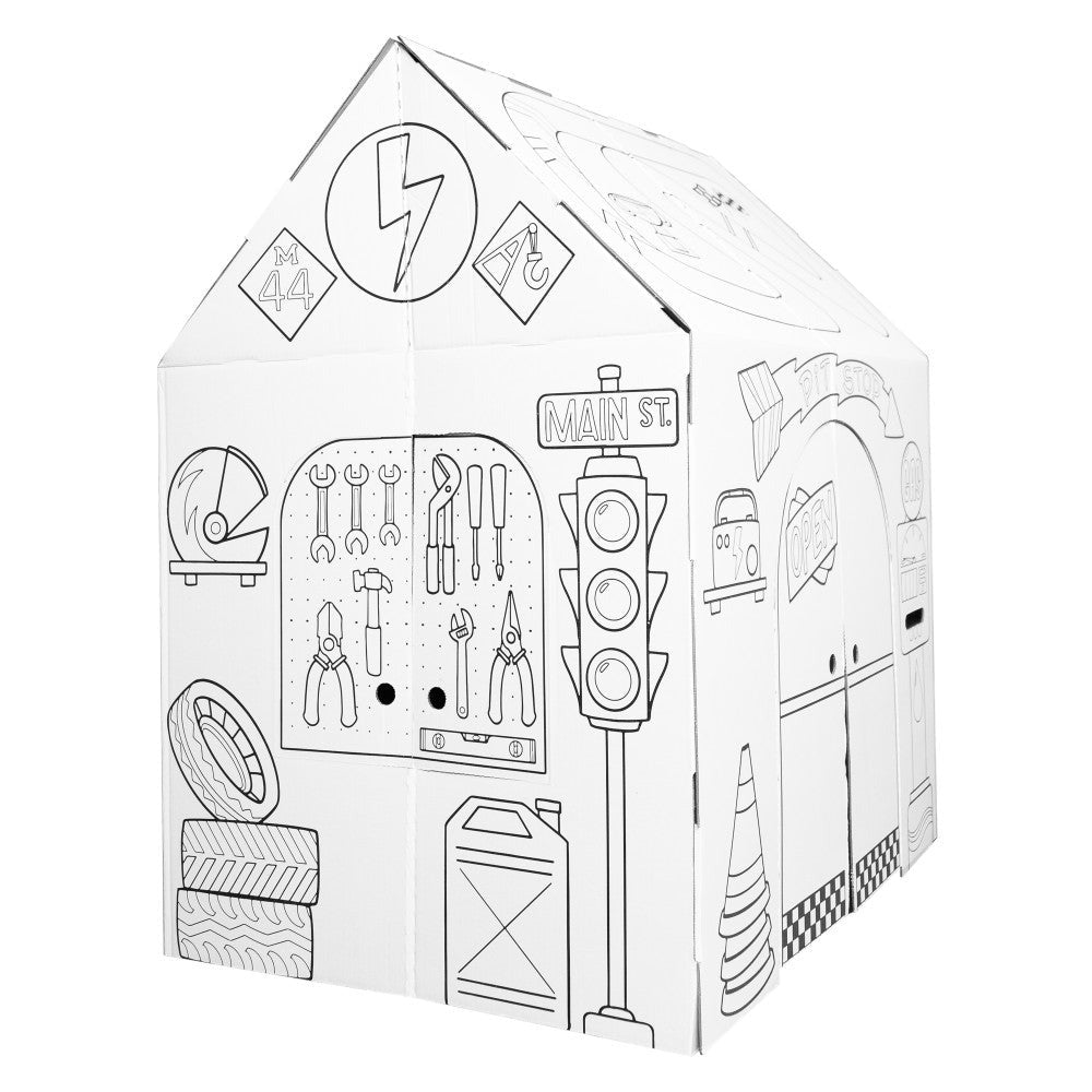 Easy Playhouse Garage - Creative Cardboard Fort for Kids - Indoor & Outdoor Fun