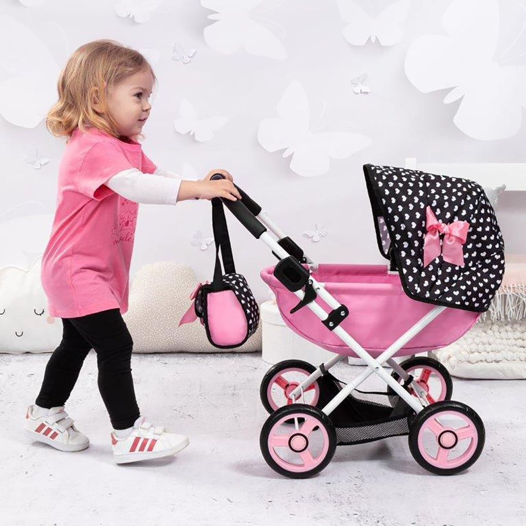 Bayer Design Cosy Doll Pram With Foldable Design And Accessories For Dolls Up To 20 Inches