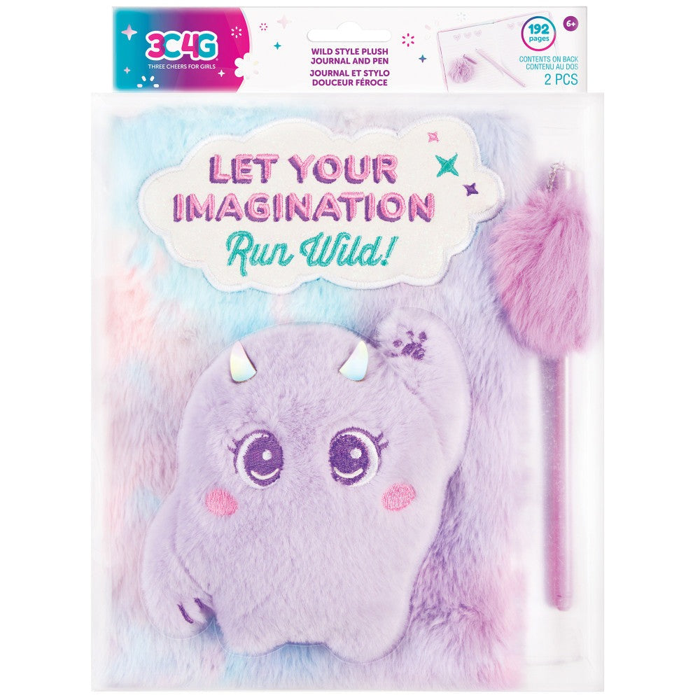 3C4G Imagination Land Wild Style Plush Journal & Pen - Fuzzy Friend - 192 Pages