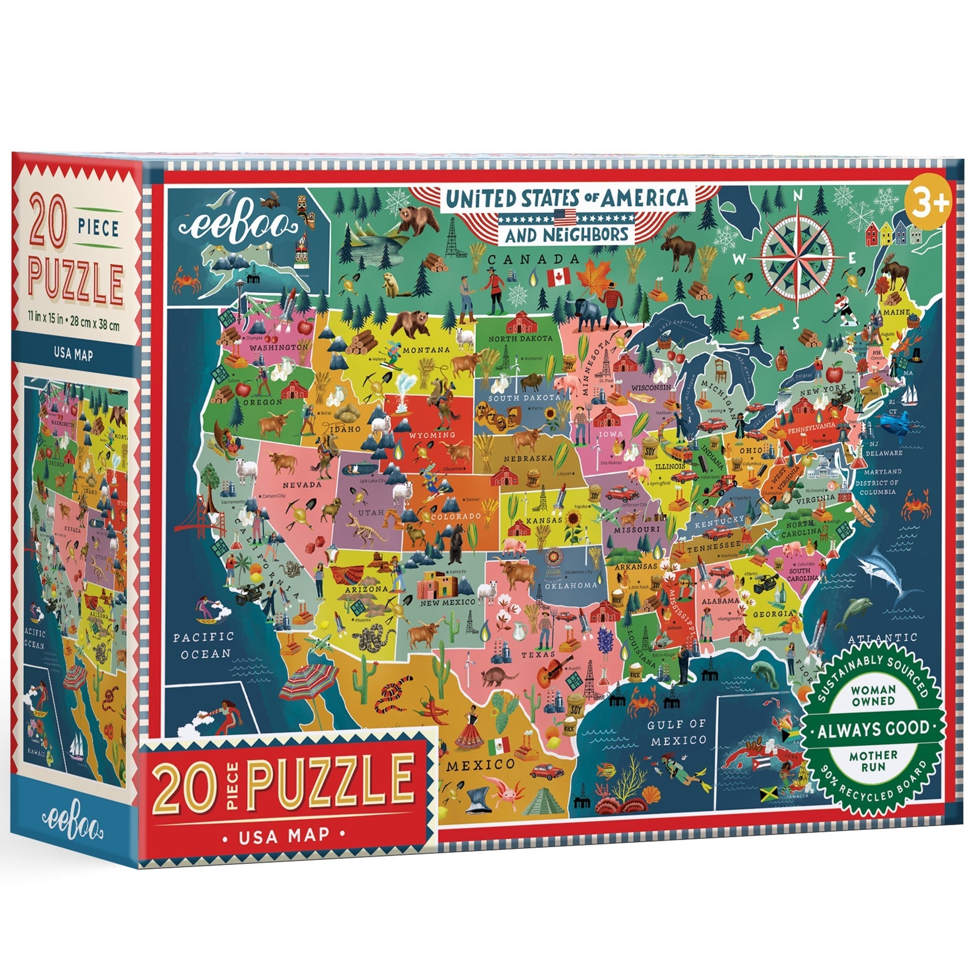 eeBoo USA Map 20-Piece Puzzle