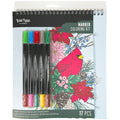 Vivid By Brea Reese Cardinal Holiday Marker Coloring Kit With 12 Pages And 5 Dual-Sided Markers