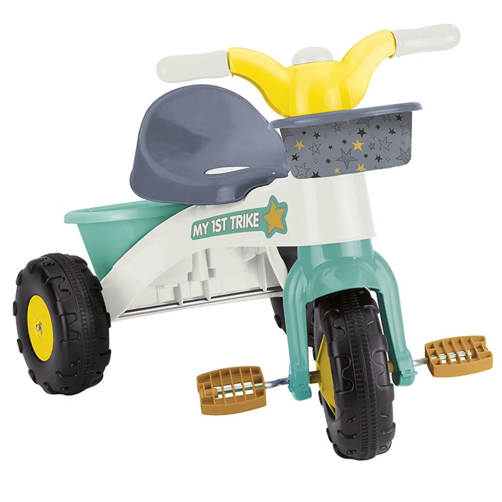 Dolu - My First Trike - Pedal Operated 3-Wheeled Bike in White, Green, Yellow
