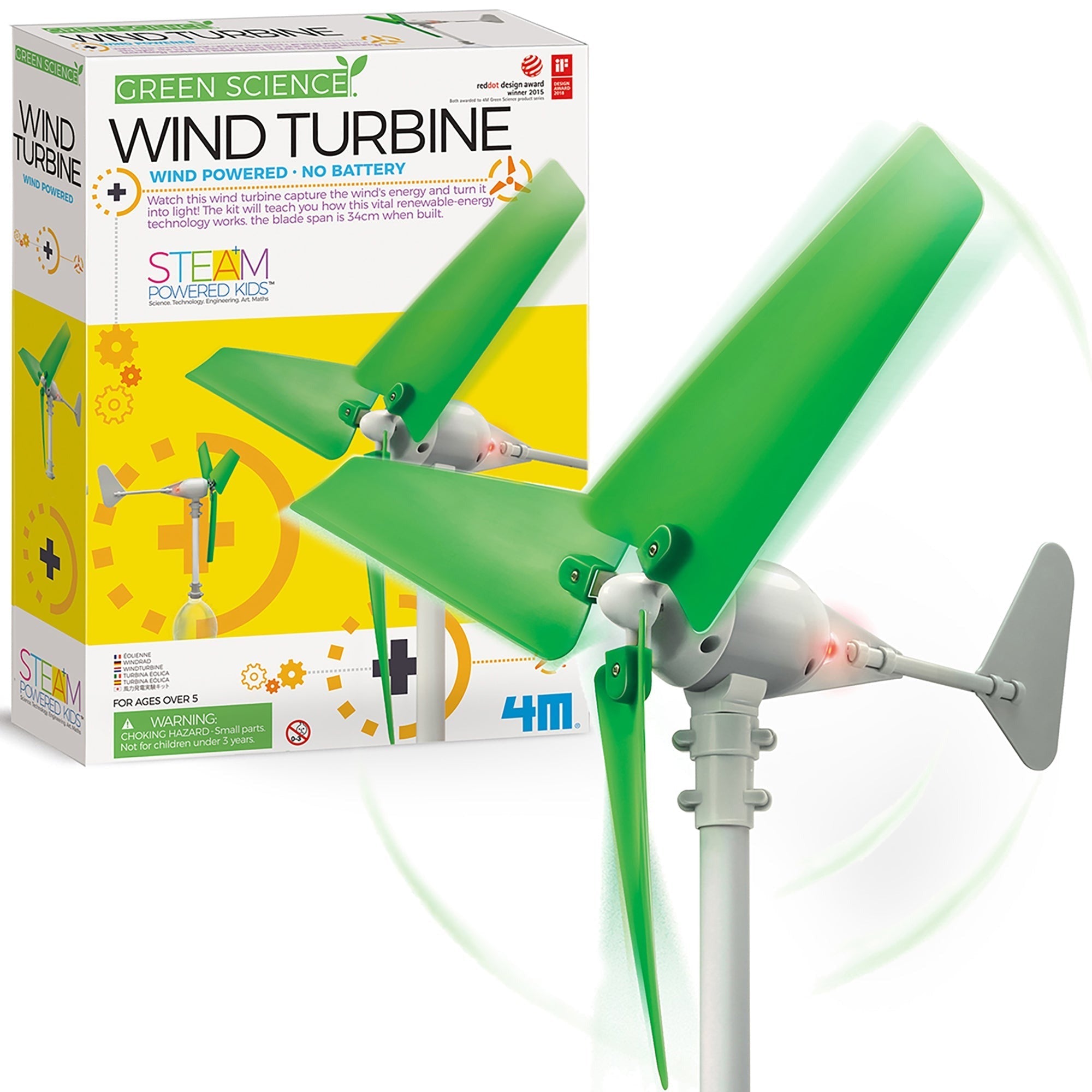 4M Green Science Wind Turbine Renewable Energy STEM Building Kit