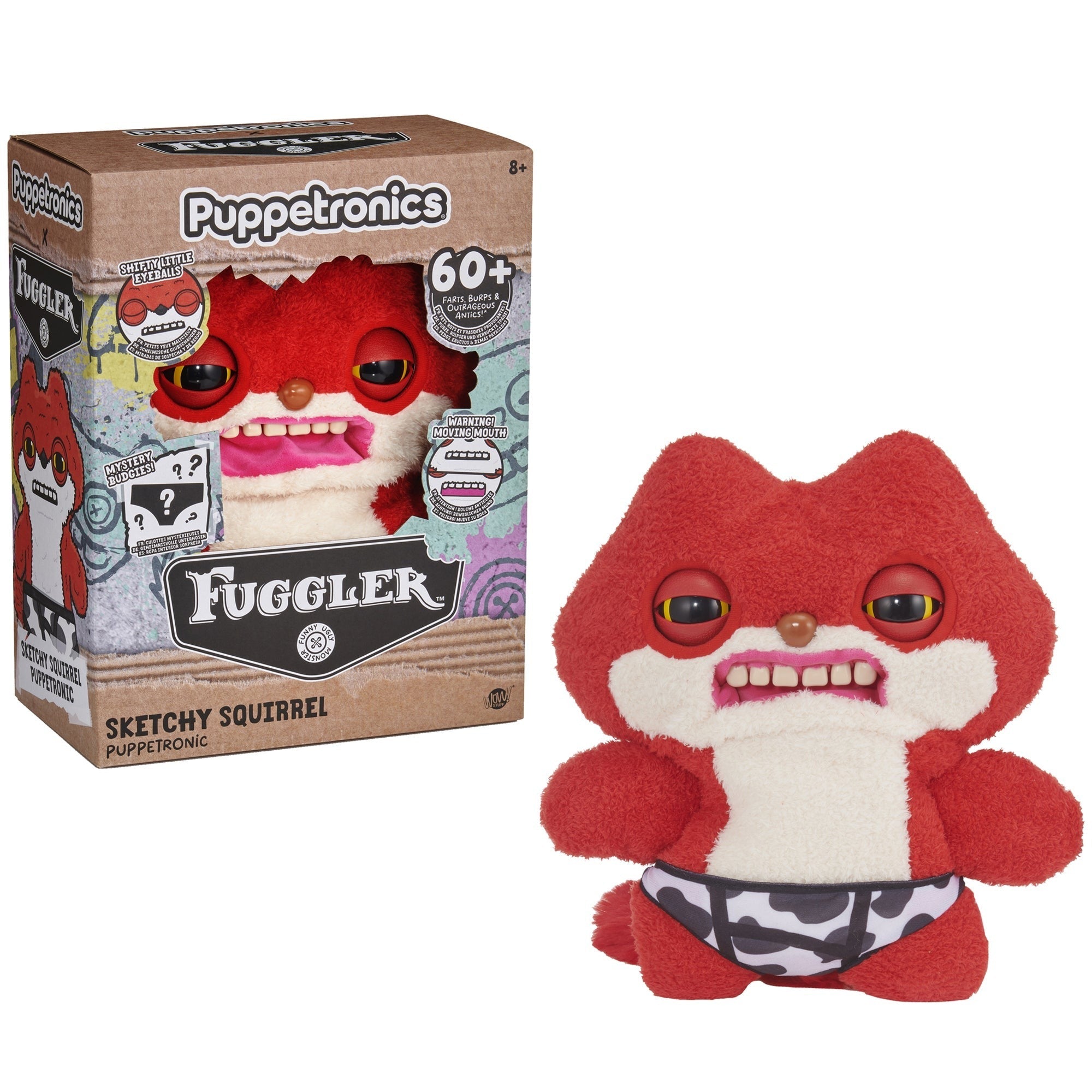 Fugglers Sketchy Squirrel Deluxe Puppetronic Plush Toy, 14-Inch