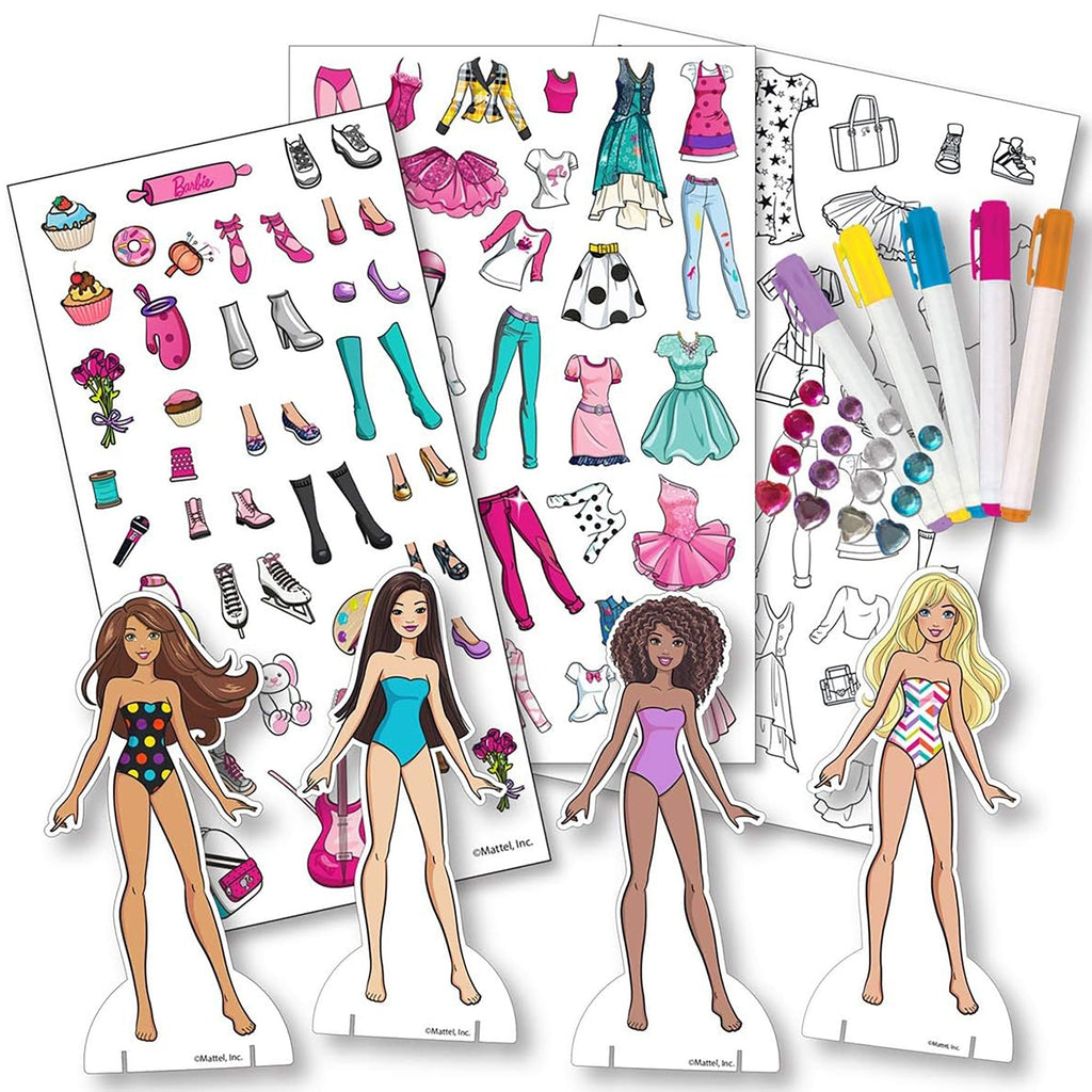 Barbie Fabric Fashions Paper Dolls Craft Set With 4 Dolls And Accessories