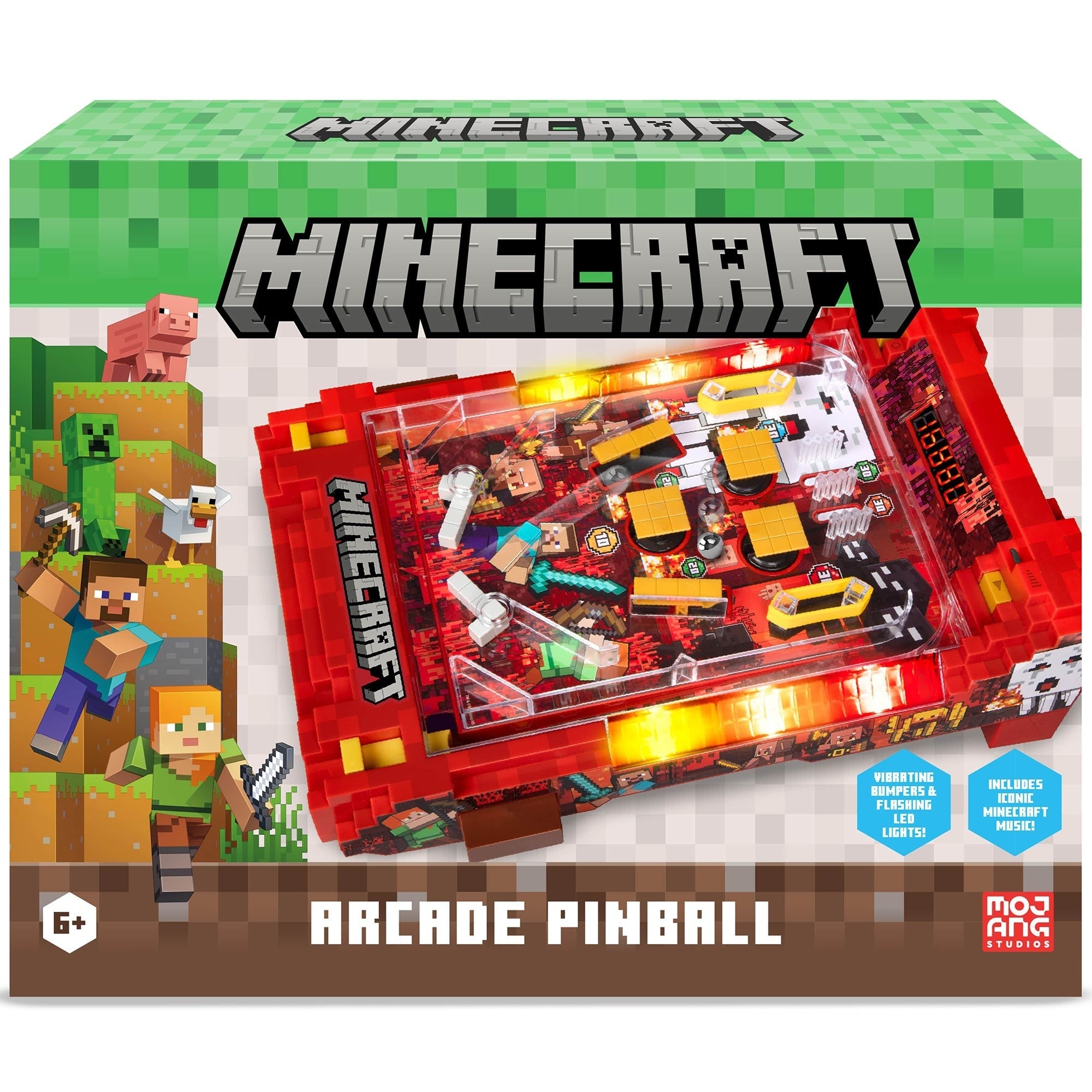 Minecraft Arcade Tabletop Pinball Machine - Nether Edition With Lights And Sounds