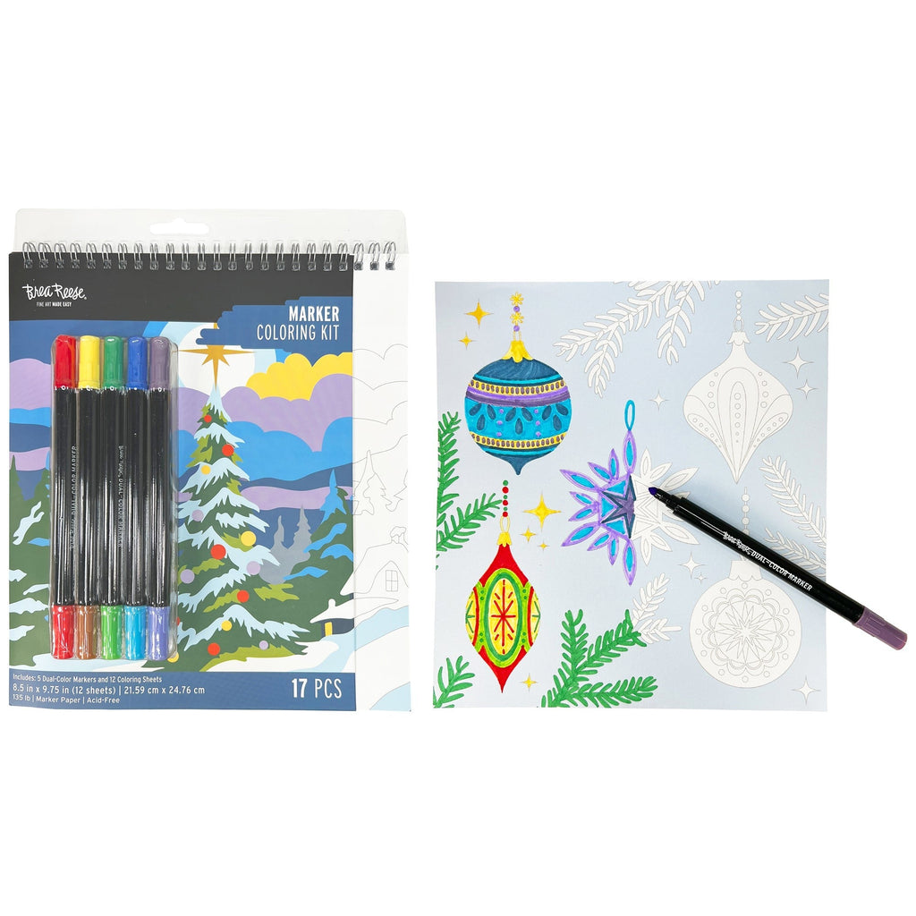 Vivid By Brea Reese Christmas Tree Marker Coloring Kit With 5 Dual-Color Markers
