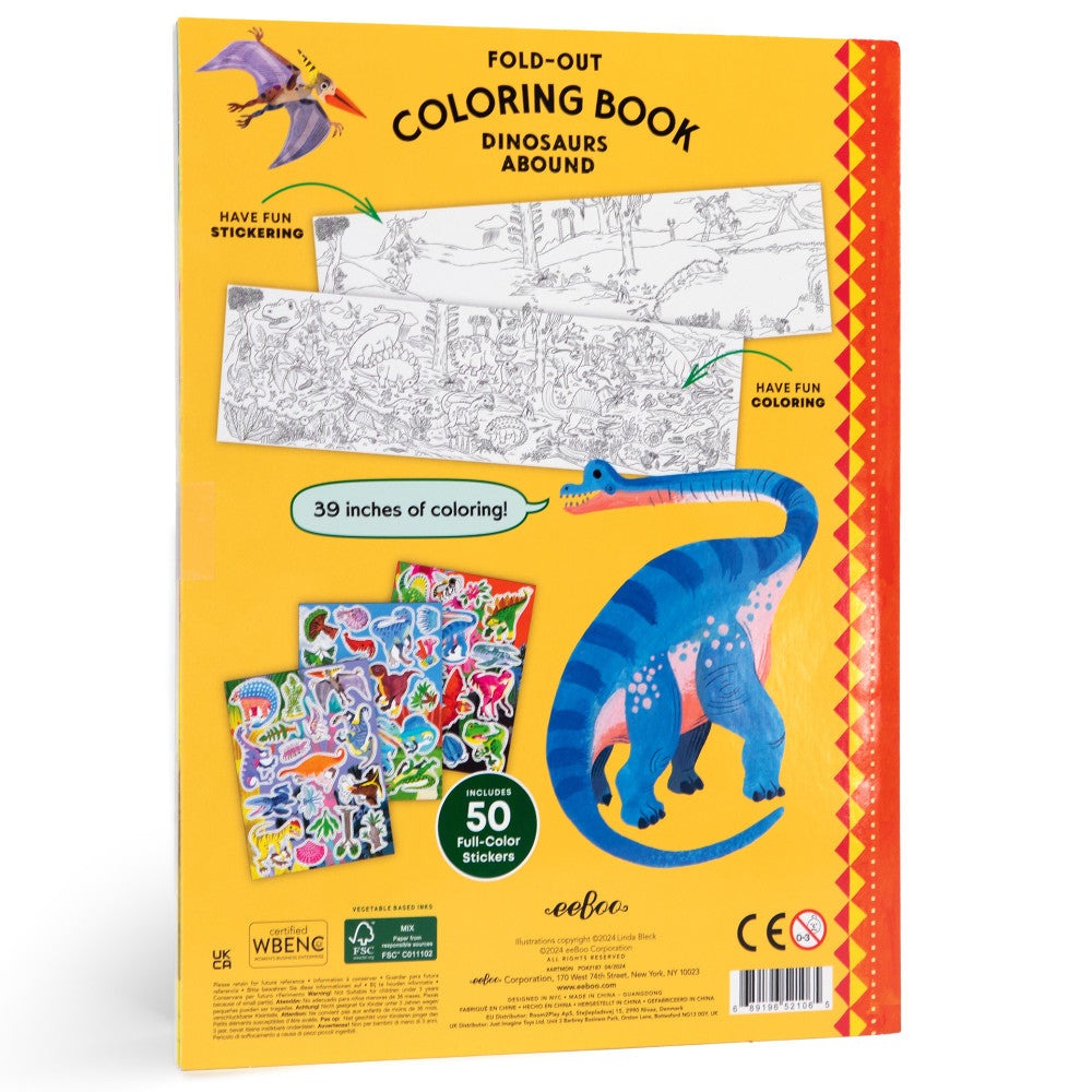 eeBoo Dinosaurs Abound Giant Coloring Adventure - Ages 3+
