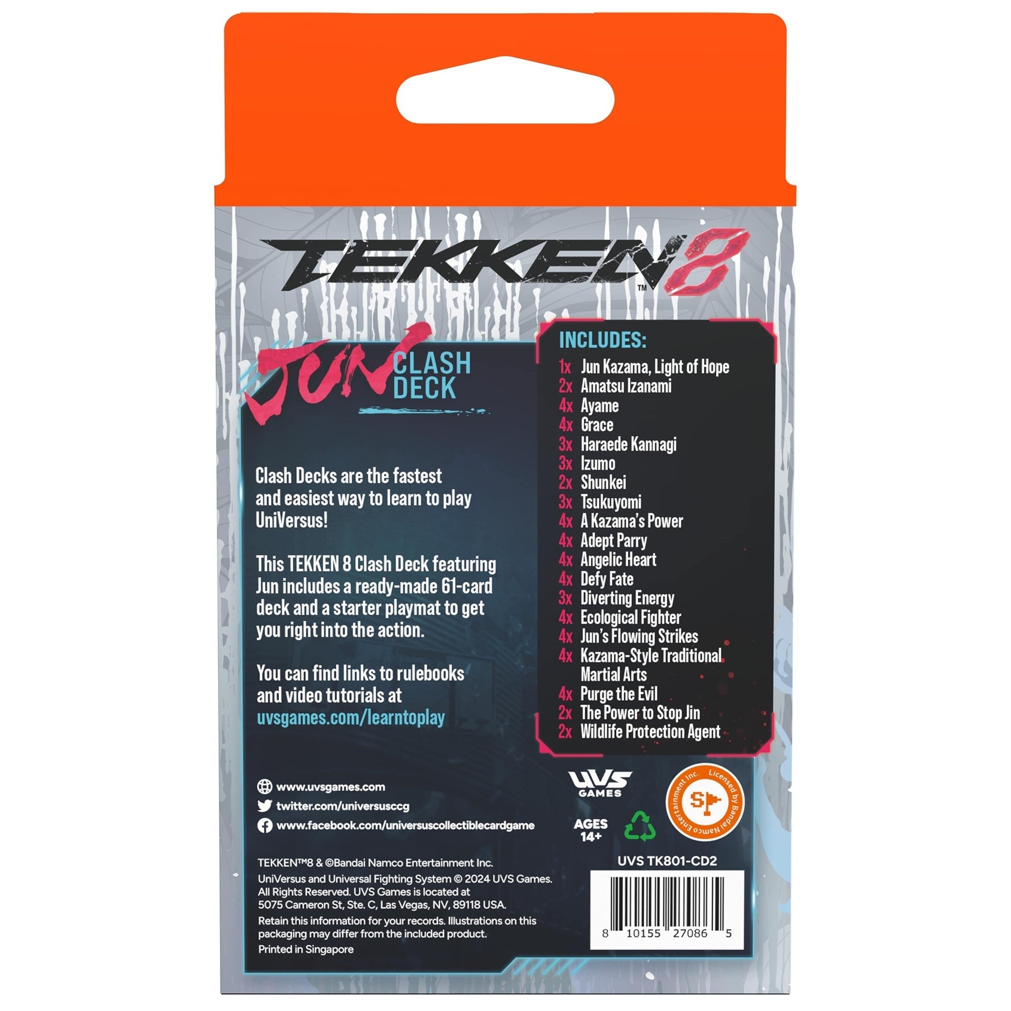 Jun Kazama Tekken 8 UniVersus Clash Deck - Complete Card Game Set
