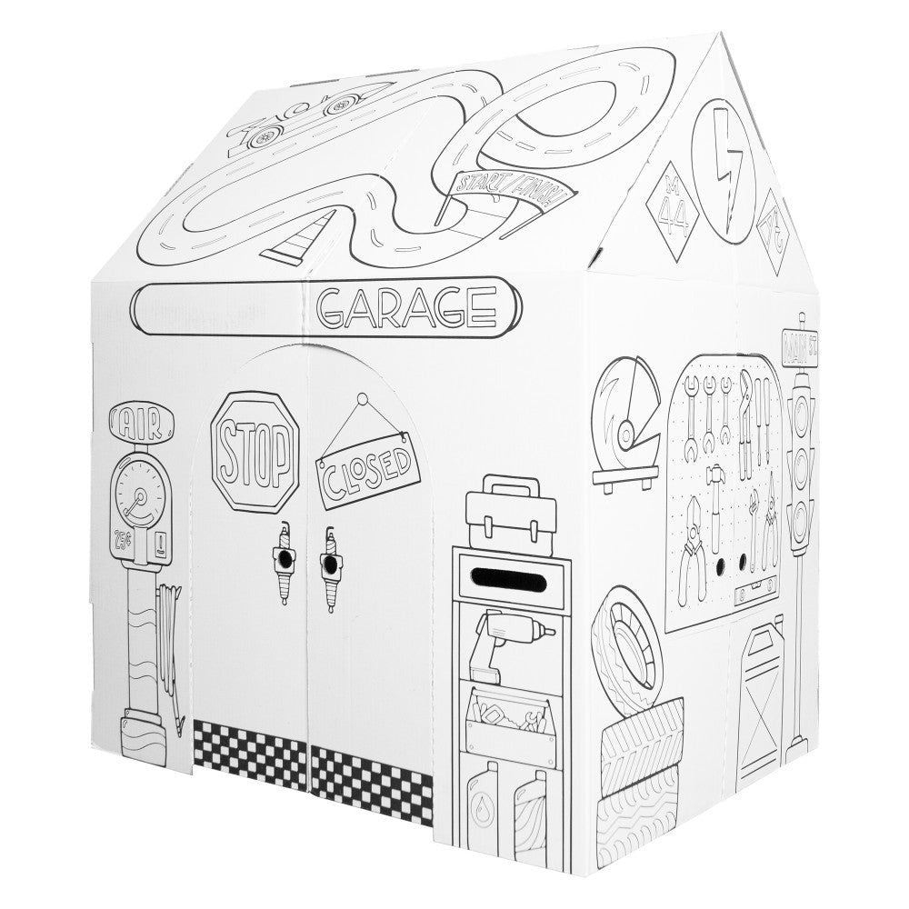 Easy Playhouse Garage - Creative Cardboard Fort for Kids - Indoor & Outdoor Fun