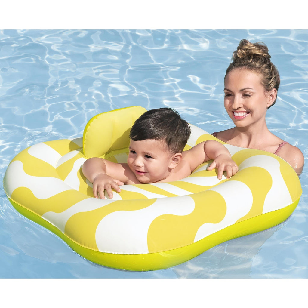 Swim Safe Comfort Plush Baby Float – 31" Yellow Inflatable with Diaper-Style Seat