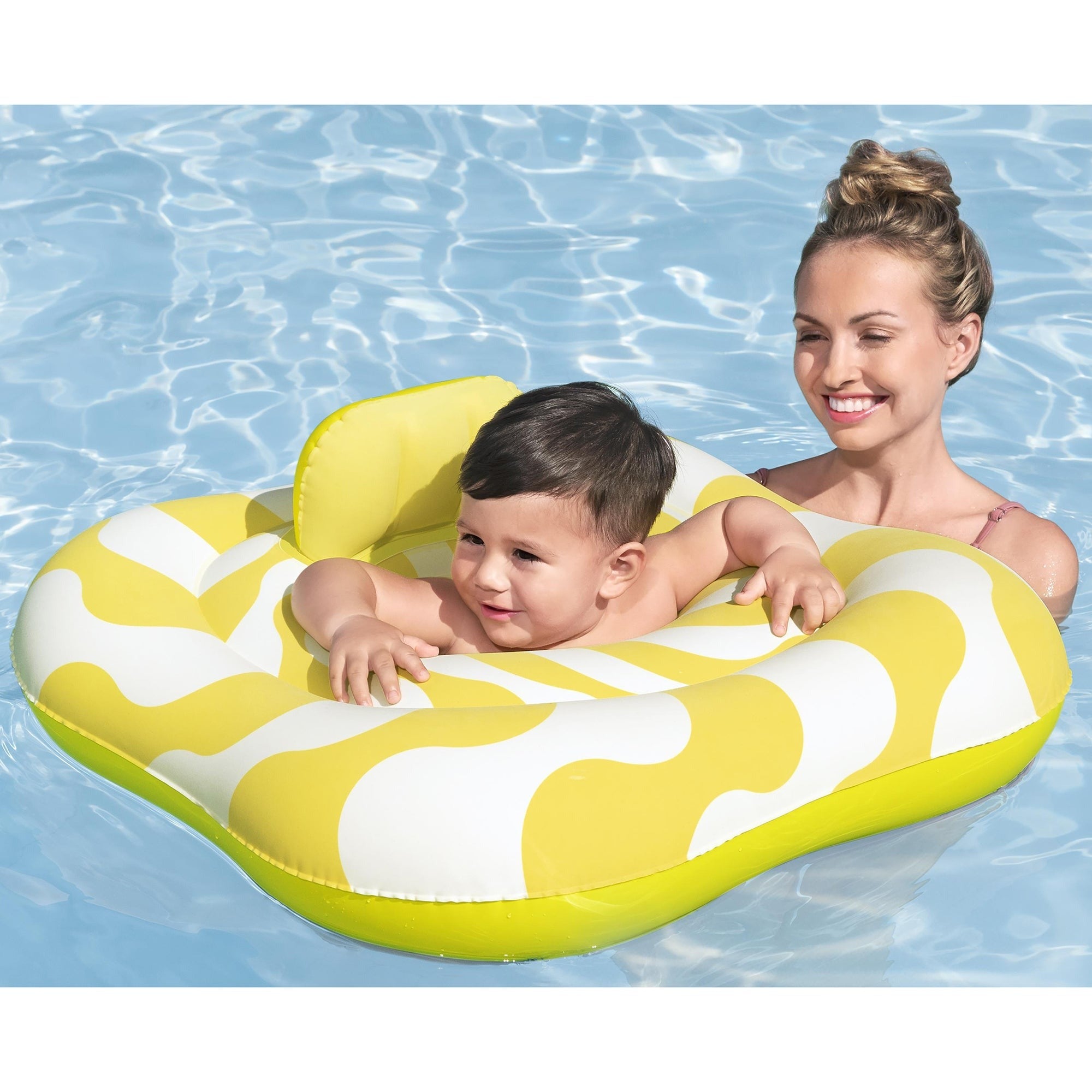 Swim Safe Comfort Plush Baby Float – 31" Yellow Inflatable with Diaper-Style Seat