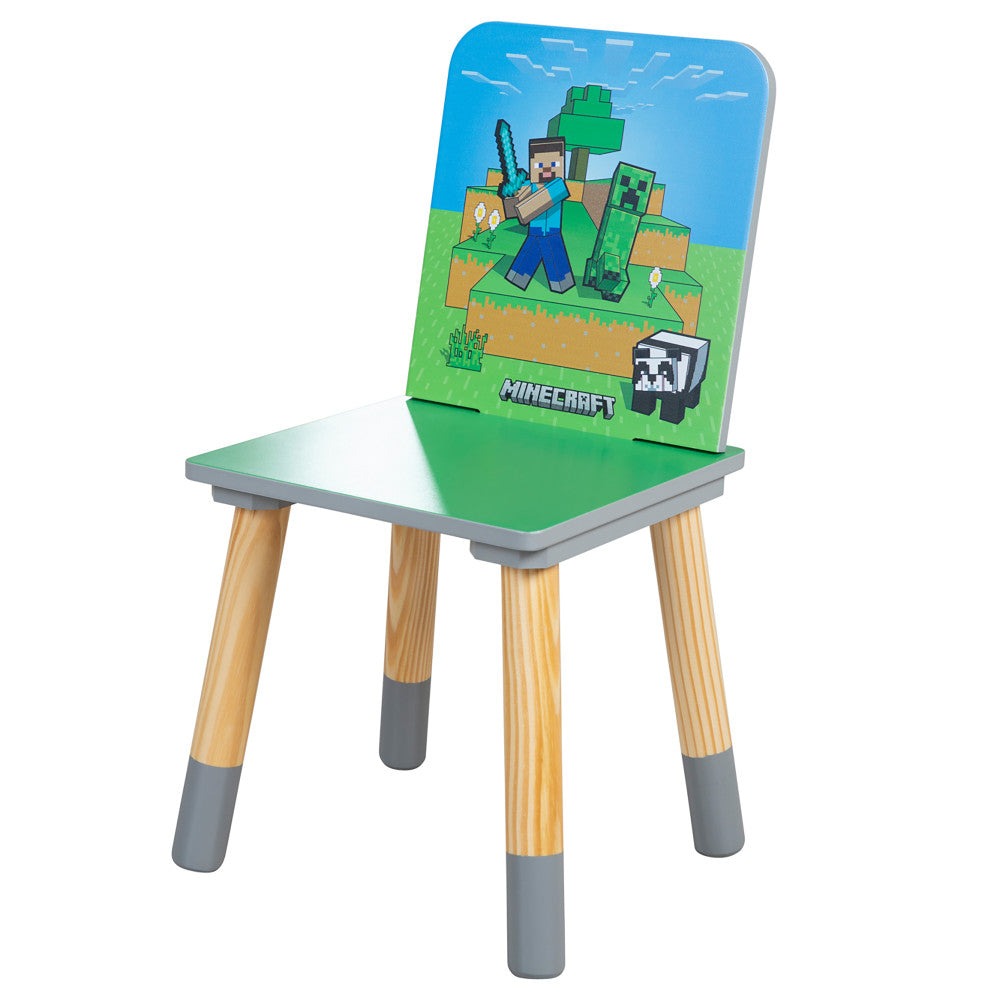 Minecraft Adventure Kids Wooden Table & 2 Chairs Set - Green & Blue
