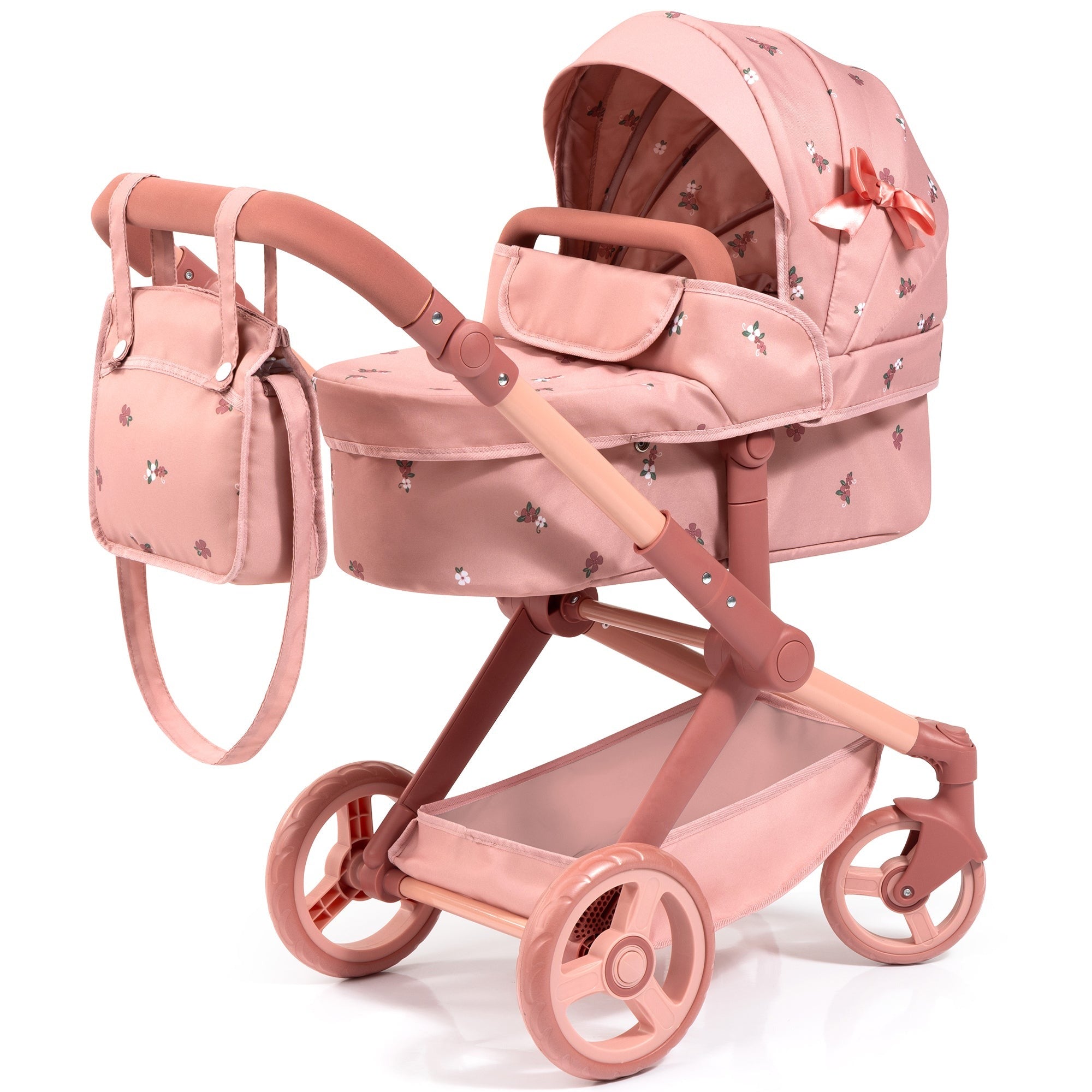 Bayer Design Dolls: Pram Xeo - Coral Pink Floral
