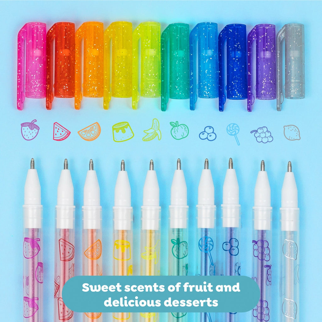 Tiger Tribe Shimmer Scented Gel Pens 10-Pack Fruity Dessert Scents