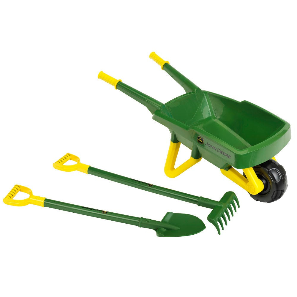 John Deere Wheelbarrow Play Set – Green & Yellow, 3pc, Ages 3+
