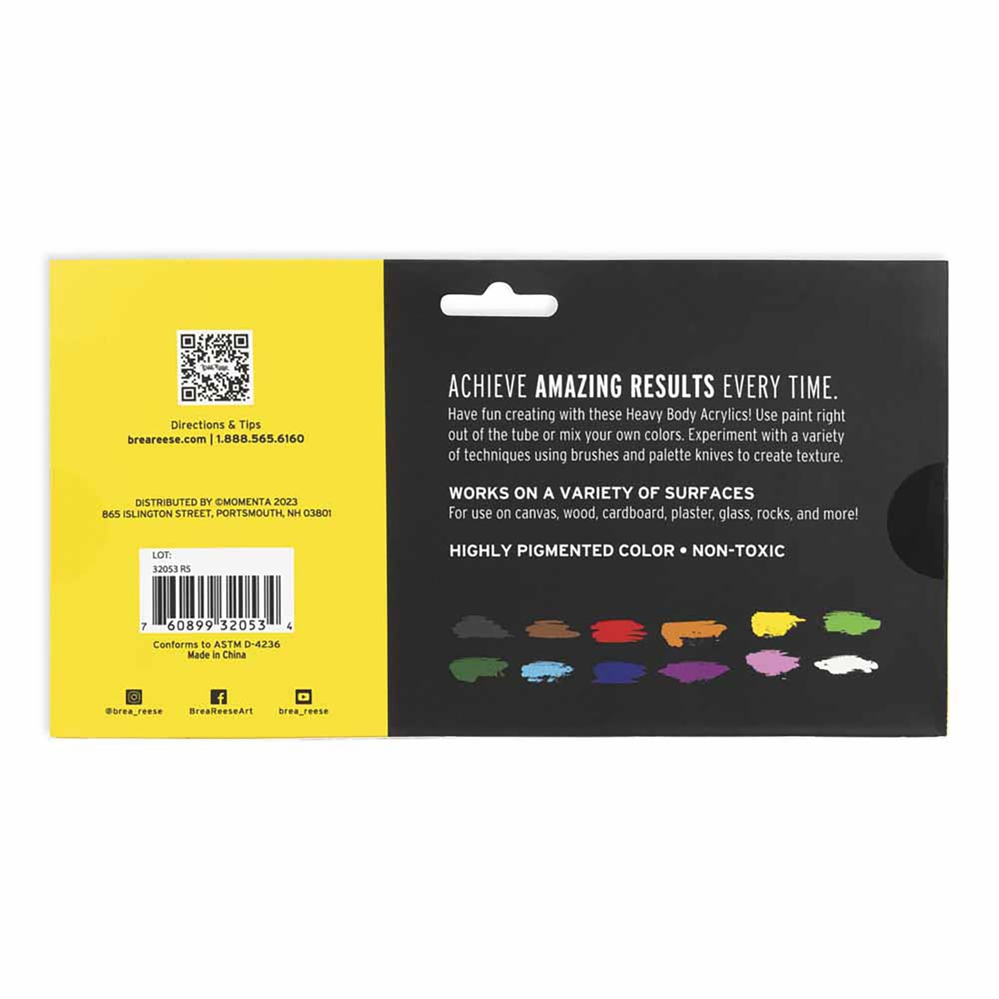 Brea Reese Heavy Body Acrylic Paint Set - 12 Count Classic Colors