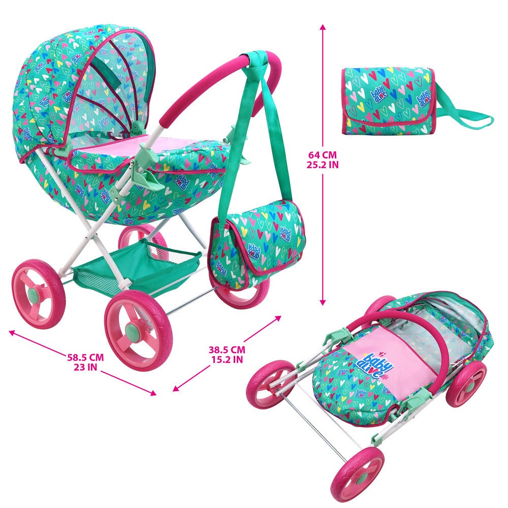 Baby Alive Deluxe Doll Pram Playset - Heart Design, Multi-Color