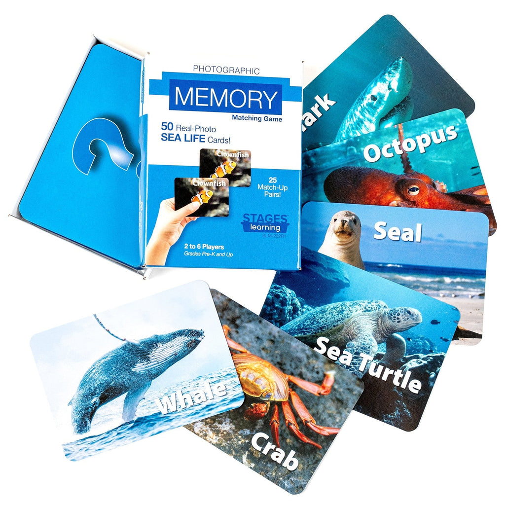 Stages Learning Sea Life Memory Matching Game - Photographic Card Set, Pack of 3