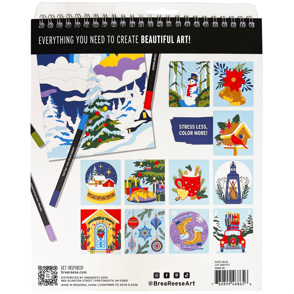 Vivid By Brea Reese Christmas Tree Marker Coloring Kit With 5 Dual-Color Markers