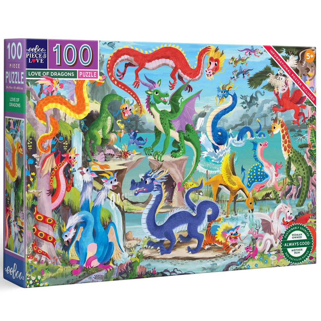 Eeboo Love Of Dragons 100-Piece Puzzle